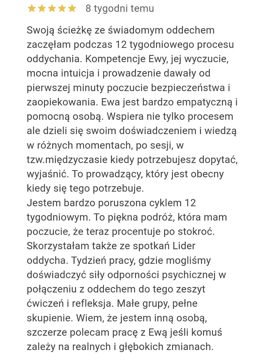 Wynik uczestniczki – 12 tygodni oddechu 9D