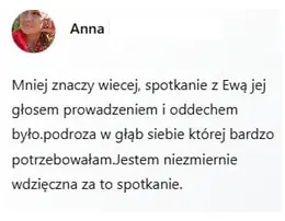 Zrzut ekranu opinii uczestniczki sesji Oddech 9D – opinia 5