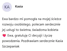 Opinia klientki – pomoc na ścieżce rozwoju